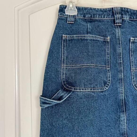 NEW Size 30 Obey Mid Rise Long Denim Embroidered Logo Cargo Juniper Midi Skirt - Picture 7 of 11